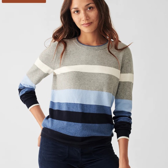 NWT Faherty
Ollie Stripe Print Crew Neck Cashmere Blend Sweater - Picture 3 of 8